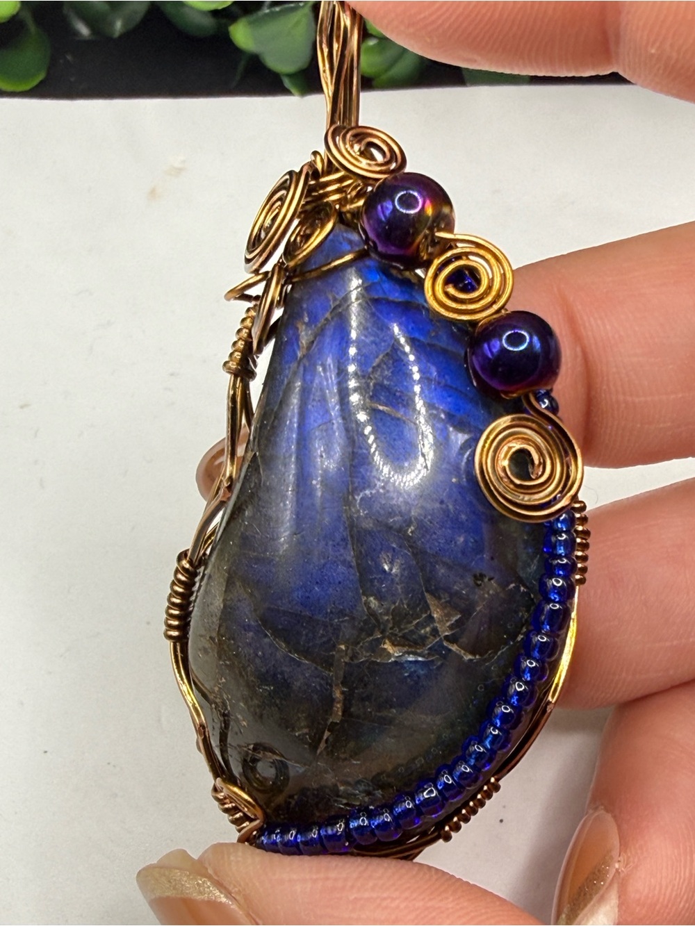 One-of-a-Kind Wire Wrapped Labradorite Pendant - Created by Local Artist!